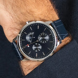 Tommy Hilfiger Brad Chronograph Quartz Blue Dial Blue Leather Strap Watch For Men - 1710387 Buy Now By Tommy Hilfiger