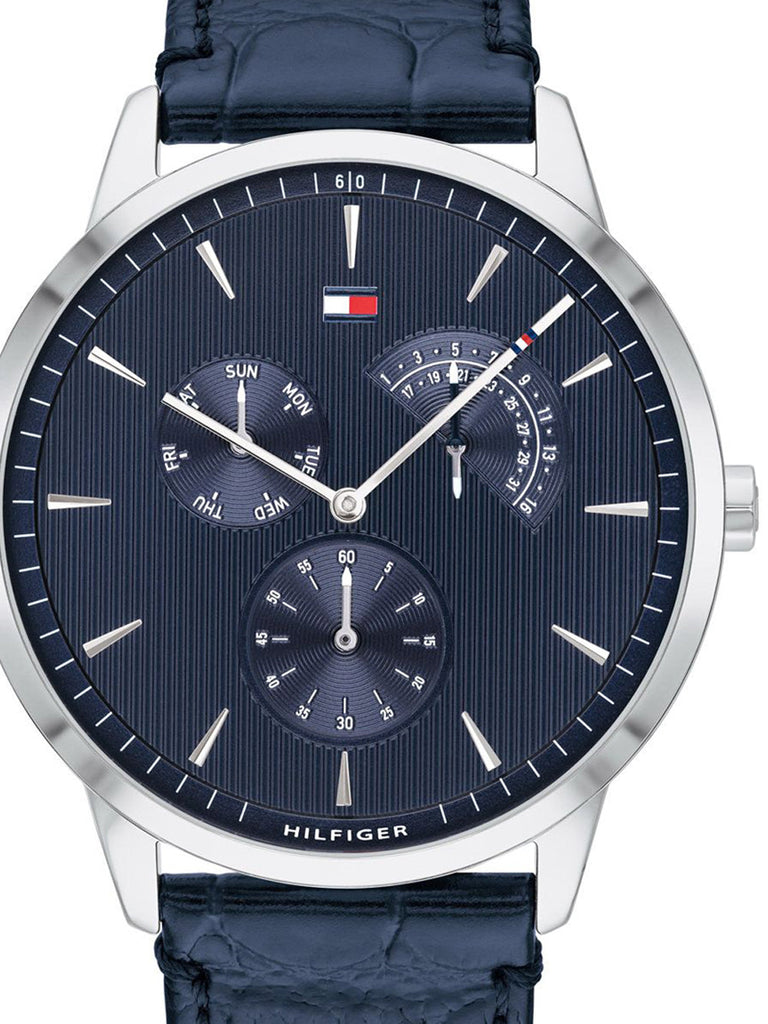 Tommy Hilfiger Brad Chronograph Quartz Blue Dial Blue Leather Strap Watch For Men - 1710387 Buy Now By Tommy Hilfiger