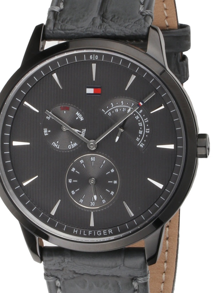 Tommy Hilfiger Brad Chronograph Quartz Grey Dial Grey Leather Strap Watch For Men - 1710388 Buy Now By Tommy Hilfiger