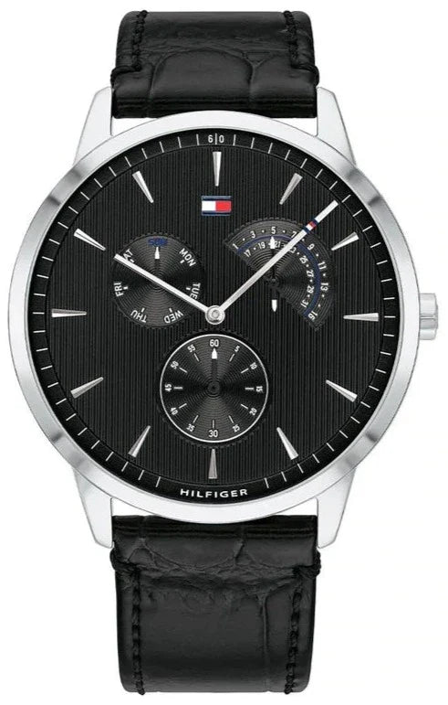 Tommy Hilfiger Brad Chronograph Black Dial Black Leather Strap Watch For Men - 1710391 Buy Now By Tommy Hilfiger