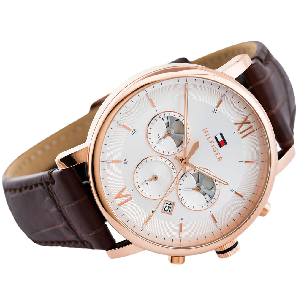 Tommy Hilfiger Evan White Dial Brown Leather Strap Watch for Men - 1710394 Buy Now By Tommy Hilfiger