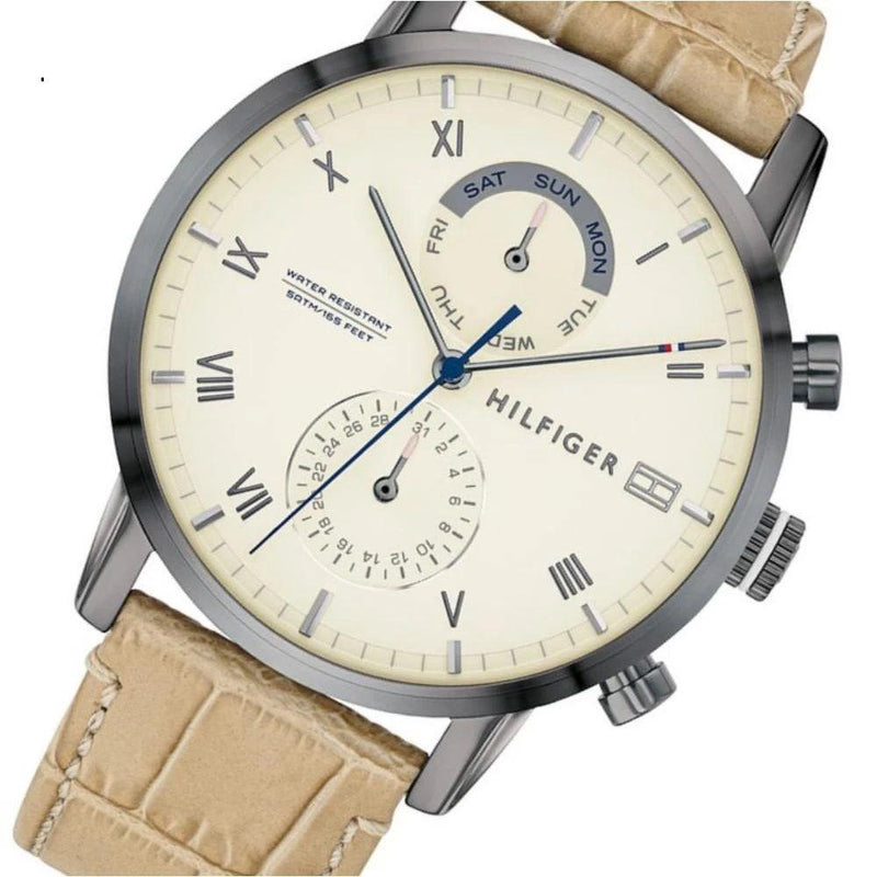 Tommy Hilfiger Kane White Dial Beige Leather Strap Watch for Men - 1710399 Buy Now By Tommy Hilfiger