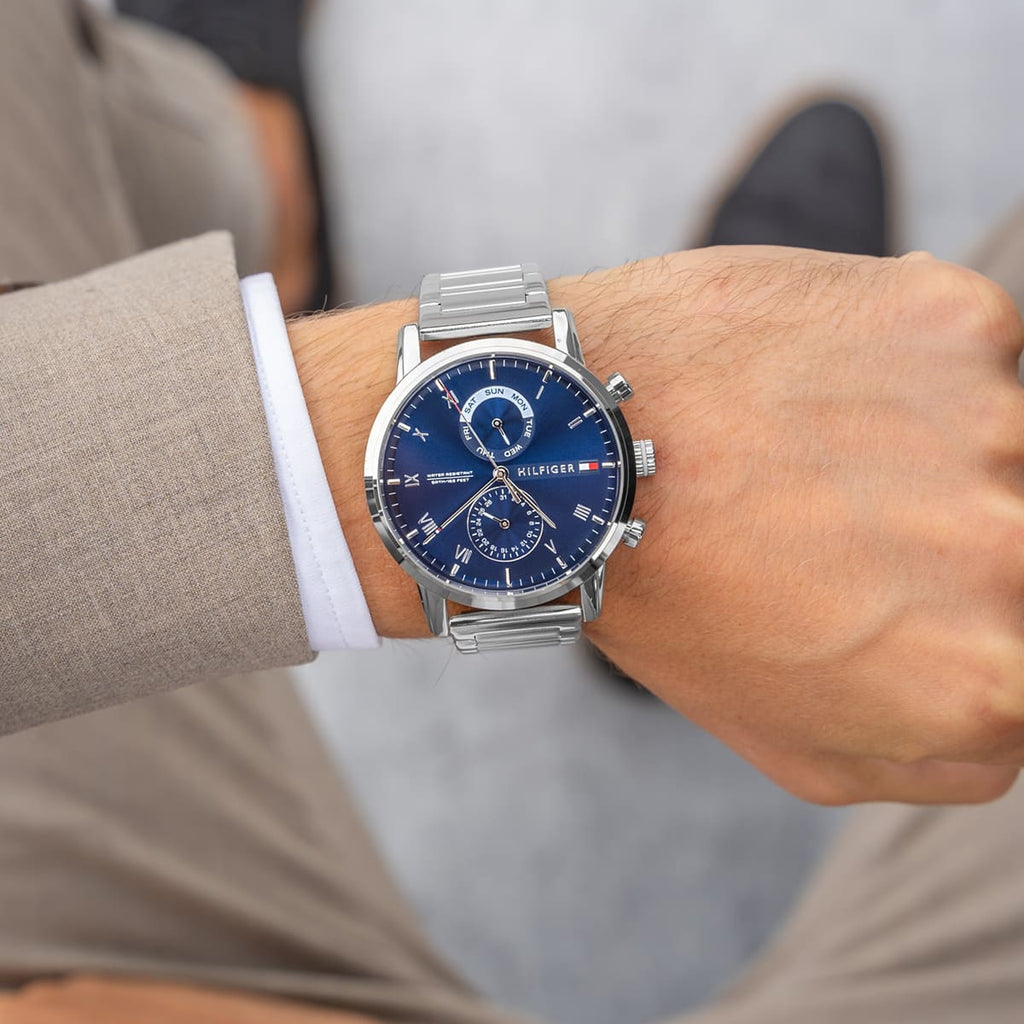 Tommy Hilfiger Kane Blue Dial Silver Steel Strap Watch for Men - 1710401 Buy Now By Tommy Hilfiger