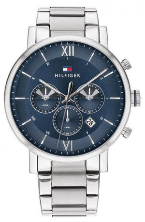 Tommy Hilfiger Evan Chronograph Blue Dial Silver Steel Strap Watch For Men - 1710409 Buy Now By Tommy Hilfiger