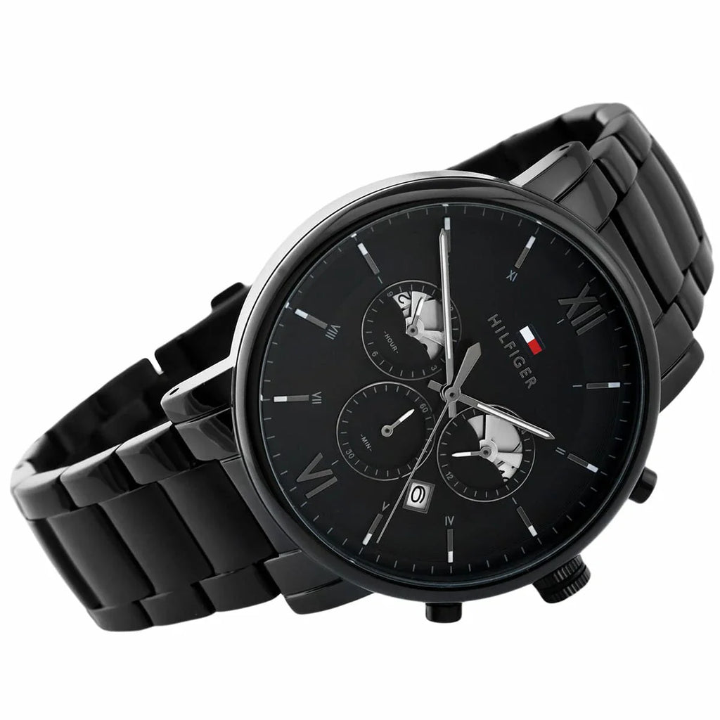Tommy Hilfiger Evan Chronograph Quartz Black Dial Black Steel Strap Watch For Men - 1710410 Buy Now By Tommy Hilfiger