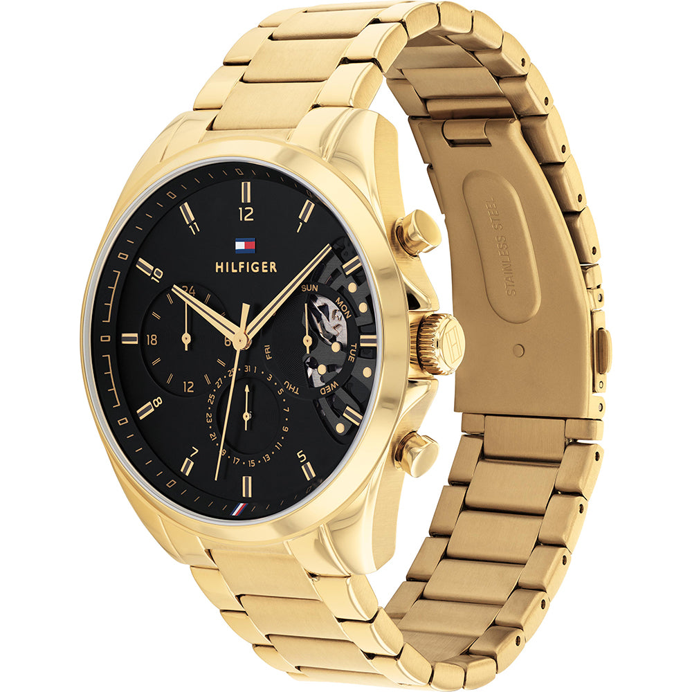 Tommy Hilfiger Baker Chronograph Black Dial Gold Steel Strap Watch for Men - 1710447 Buy Now By Tommy Hilfiger