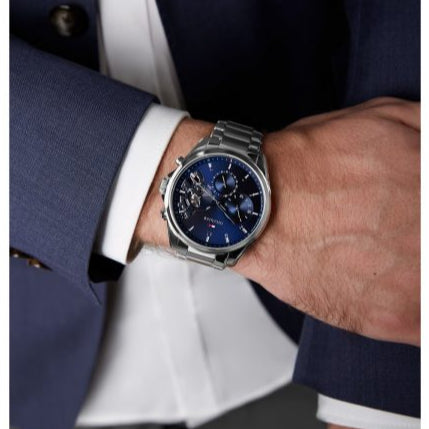Tommy Hilfiger Tyson Chronograph Blue Dial Silver Steel Strap Watch For Men - 1710588 Buy Now By Tommy Hilfiger