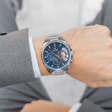 Tommy Hilfiger Baker Quartz Blue Dial Silver Steel Strap Watch For Men - 1710448 Buy Now By Tommy Hilfiger