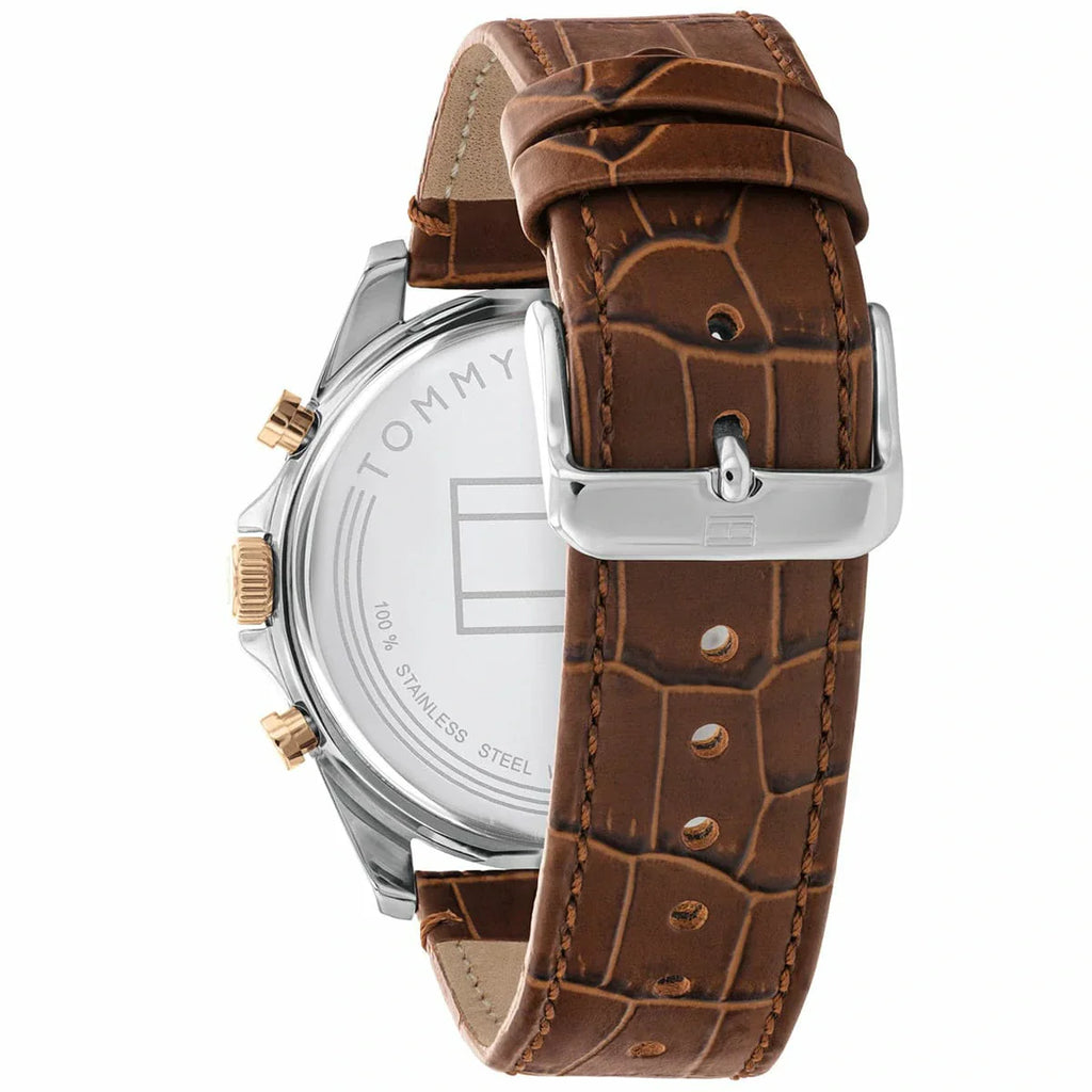 Tommy Hilfiger Baker Chronograph White Dial Brown Leather Strap Watch For Men - 1710450 Buy Now By Tommy Hilfiger