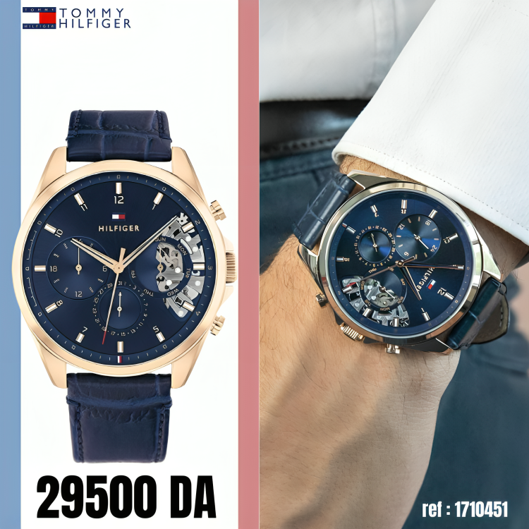 Tommy Hilfiger Baker Chronograph Quartz Blue Dial Blue Leather Strap Watch For Men - 1710451 Buy Now By Tommy Hilfiger