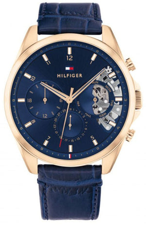 Tommy Hilfiger Baker Chronograph Quartz Blue Dial Blue Leather Strap Watch For Men - 1710451 Buy Now By Tommy Hilfiger