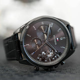Tommy Hilfiger Baker Chronograph Black Dial Black Leather Strap Watch For Men - 1710452 Buy Now By Tommy Hilfiger