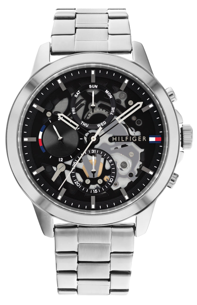 Tommy Hilfiger Henry Chronograph Black Dial Silver Steel Strap Watch For Men - 1710477 Buy Now By Tommy Hilfiger