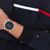 Tommy Hilfiger Luca Chronograph Grey Dial Red Silicone Strap Watch For Men - 1710490 Buy Now By Tommy Hilfiger