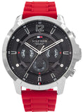 Tommy Hilfiger Luca Chronograph Grey Dial Red Silicone Strap Watch For Men - 1710490 Buy Now By Tommy Hilfiger