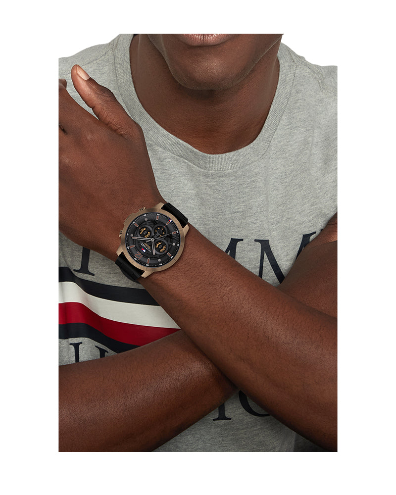 Tommy Hilfiger West Chronograph Grey Dial Brown Leather Strap Watch For Men - 1791710 Buy Now By Tommy Hilfiger