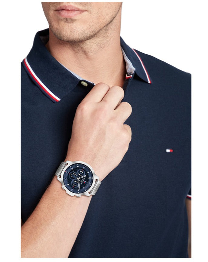 Tommy Hilfiger Luca Chronograph Blue Dial Silver Steel Strap Watch For Men - 1710492 Buy Now By Tommy Hilfiger
