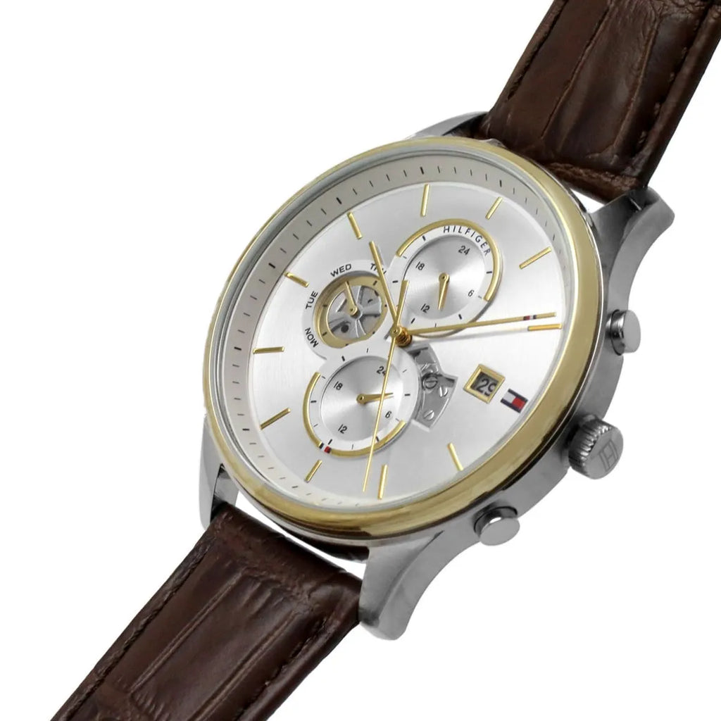 Tommy Hilfiger Weston Chronograph Silver Dial Brown Leather Strap Watch For Men - 1710501 Buy Now By Tommy Hilfiger