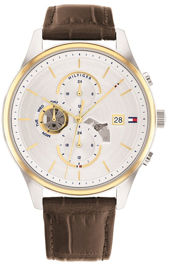 Tommy Hilfiger Weston Chronograph Silver Dial Brown Leather Strap Watch For Men - 1710501 Buy Now By Tommy Hilfiger
