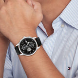 Tommy Hilfiger Weston Chronograph Black Dial Black Leather Strap Watch For Men - 1710502 Buy Now By Tommy Hilfiger