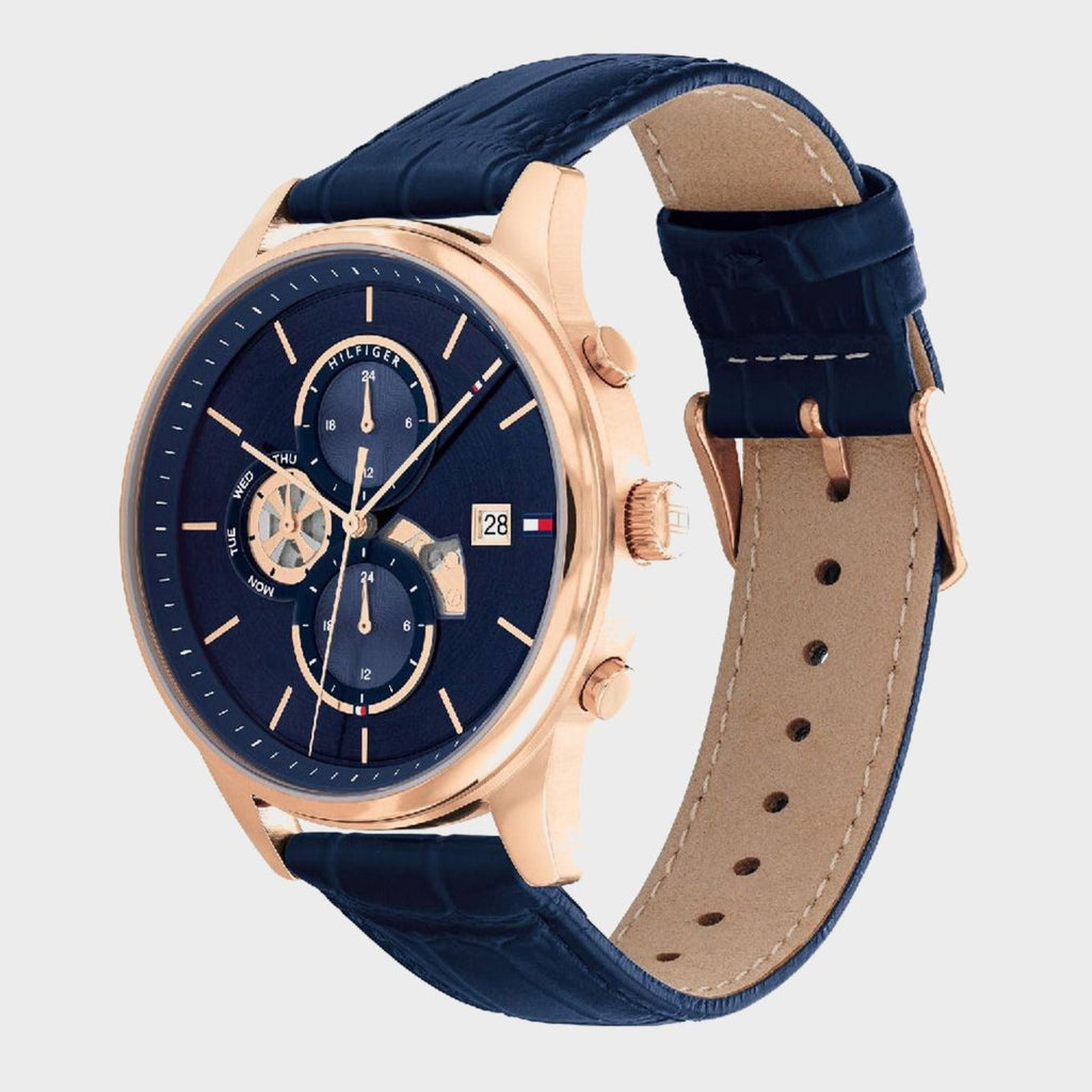 Tommy Hilfiger Weston Chronograph Blue Dial Blue Leather Strap Watch For Men - 1710503 Buy Now By Tommy Hilfiger
