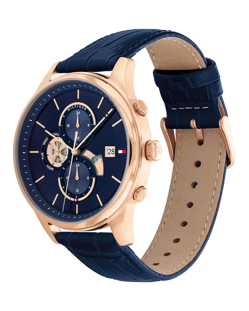Tommy Hilfiger Weston Chronograph Blue Dial Blue Leather Strap Watch For Men - 1710503 Buy Now By Tommy Hilfiger