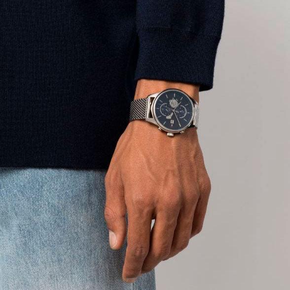 Tommy Hilfiger Weston Chronograph Blue Dial Silver Mesh Bracelet Watch For Men - 1710504 Buy Now By Tommy Hilfiger