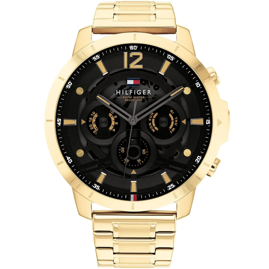 Tommy Hilfiger Luca Chronograph Black Dial Gold Steel Strap Watch For Men - 1710511 Buy Now By Tommy Hilfiger