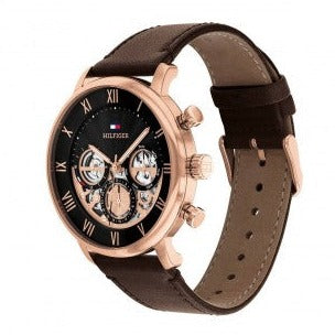 Tommy Hilfiger Legend Analog Black Dial Brown Leather Strap Watch For Men - 1710566 Buy Now By Tommy Hilfiger