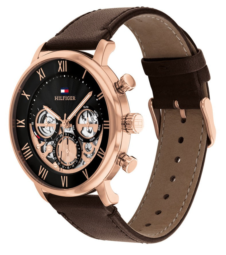 Tommy Hilfiger Legend Analog Black Dial Brown Leather Strap Watch For Men - 1710566 Buy Now By Tommy Hilfiger