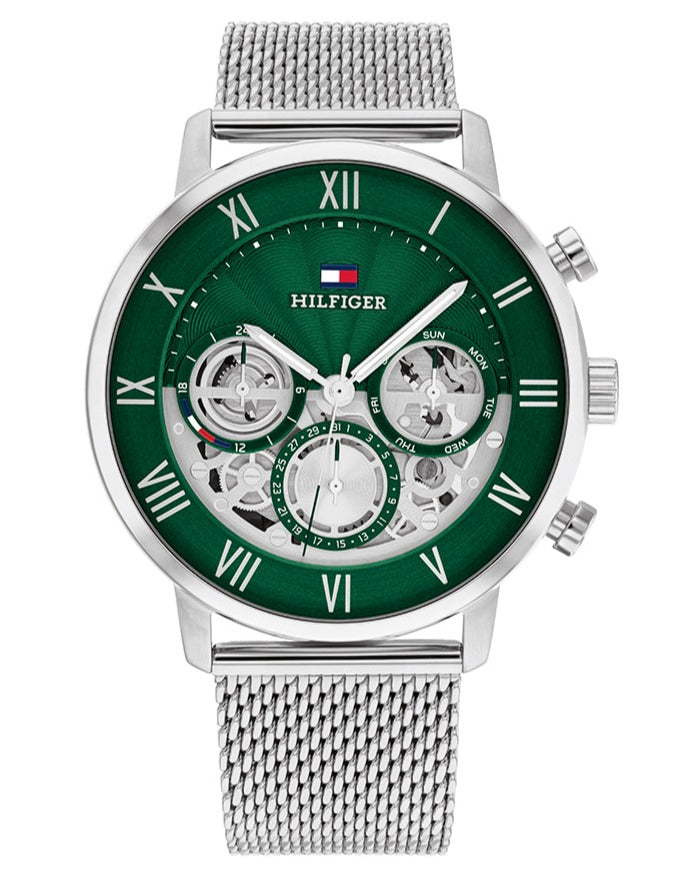 Tommy Hilfiger Legend Chronograph Green Dial Silver Mesh Bracelet Watch For Men - 1710567 Buy Now By Tommy Hilfiger