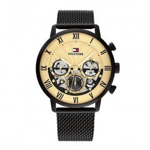 Tommy Hilfiger Legend Chronograph Gold Dial Black Mesh Bracelet Watch For Men - 1710568 Buy Now By Tommy Hilfiger