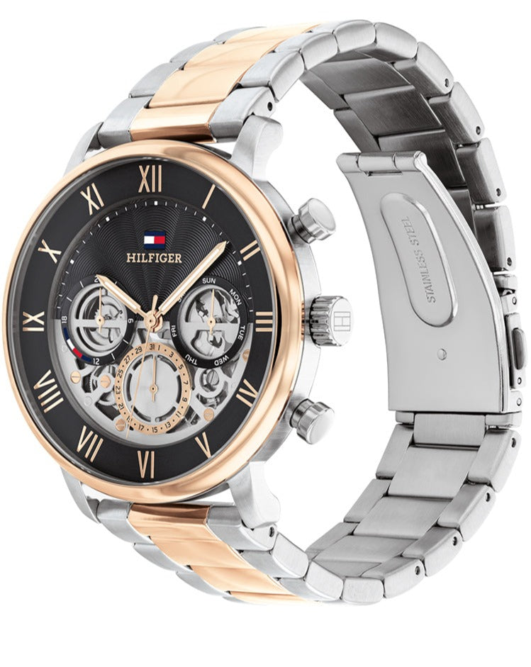 Tommy Hilfiger Legend Chronograph Black Dial Two Tone Steel Strap Watch For Men - 1710570 Buy Now By Tommy Hilfiger