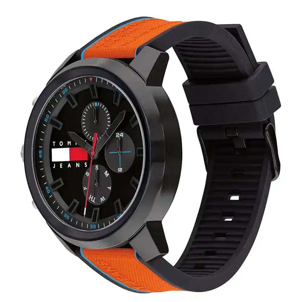 Tommy Hilfiger Wynwood Chronograph Black Dial Orange Silicone Strap Watch For Men - 1710583 Buy Now By Tommy Hilfiger