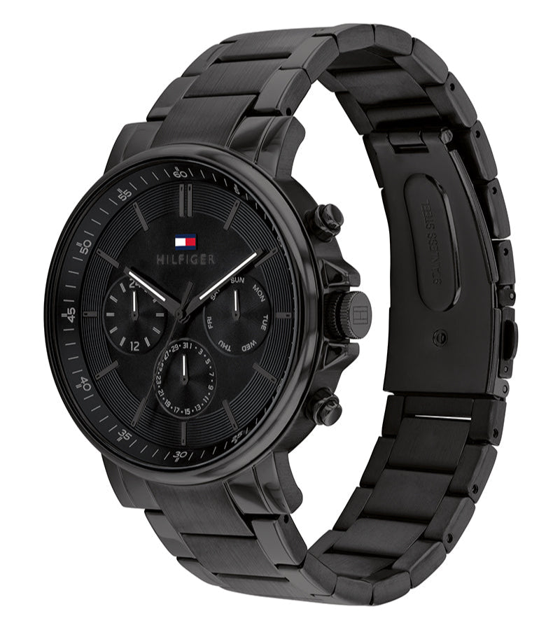 Tommy Hilfiger Tyson Chronograph Black Dial Black Steel Strap Watch For Men - 1710590 Buy Now By Tommy Hilfiger