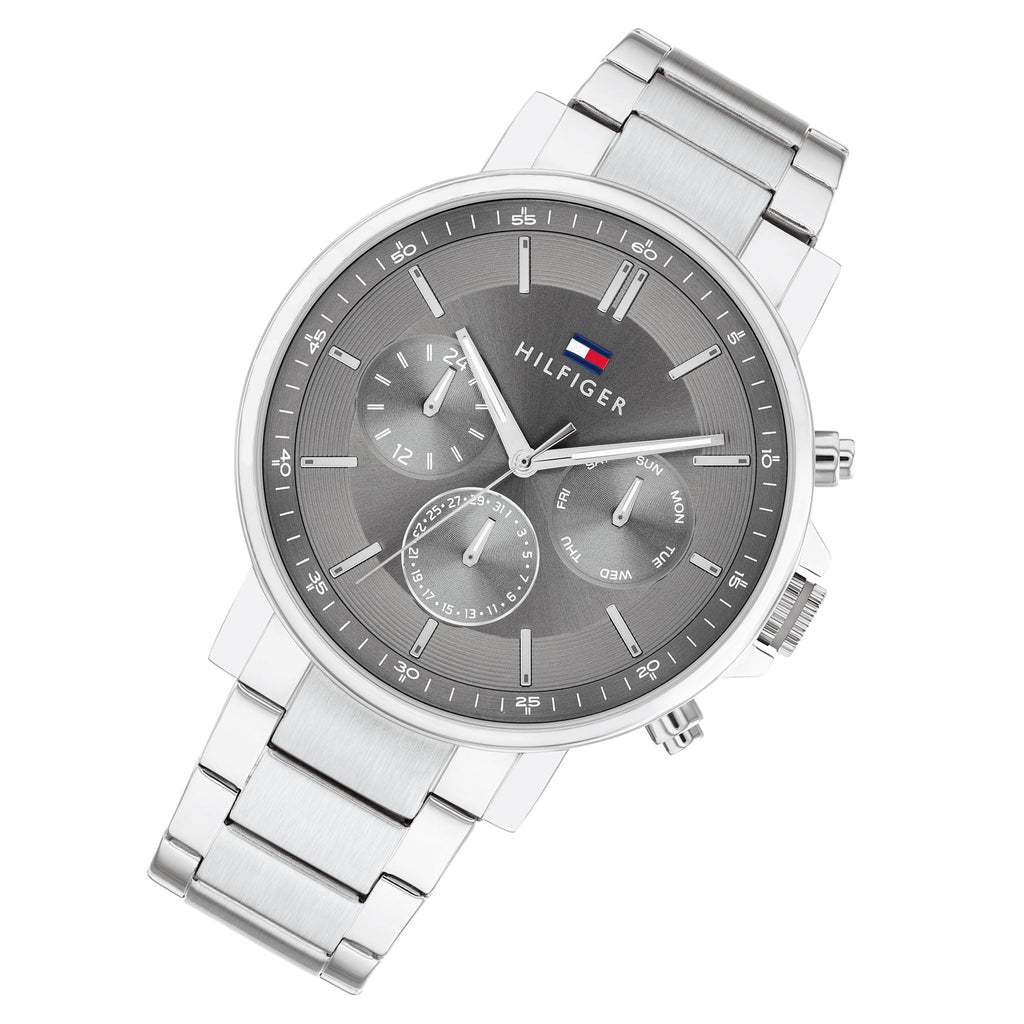 Tommy Hilfiger Tyson Chronograph Grey Dial Silver Steel Strap Watch For Men - 1710604 Buy Now By Tommy Hilfiger