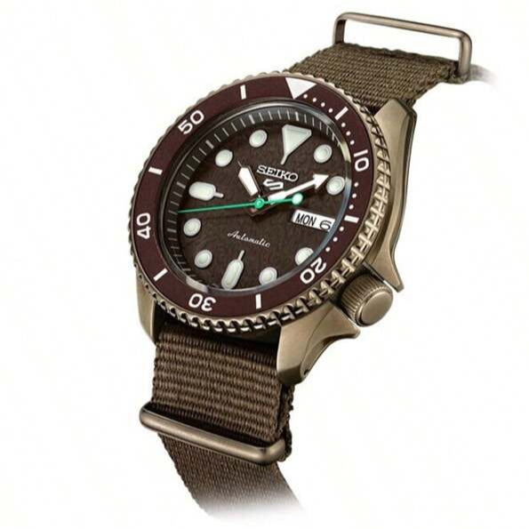 Seiko 5 Sport Automatic Brown Dial Brown Nylon Strap Watch For Men - SRPD85K1 Buy Now By Seiko