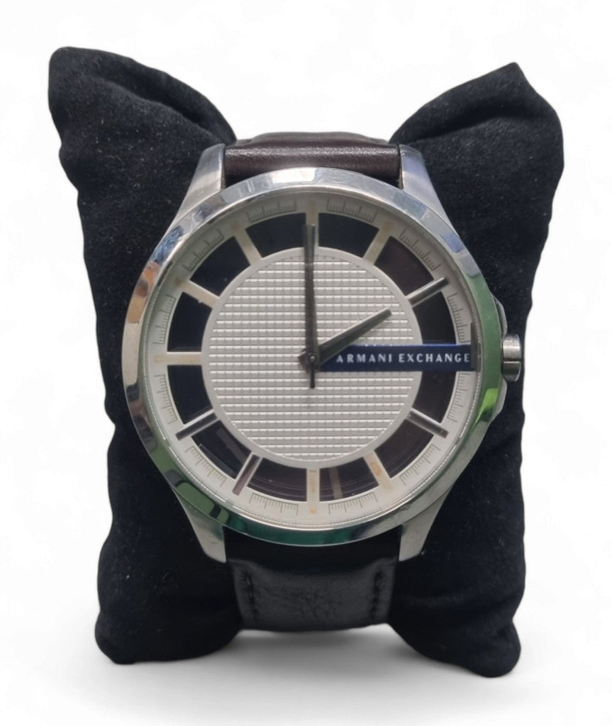 Armani Exchange Hampton Chronograph White Dial Brown Leather Strap Watch For Men - AX2187 Buy Now By Armani Exchange