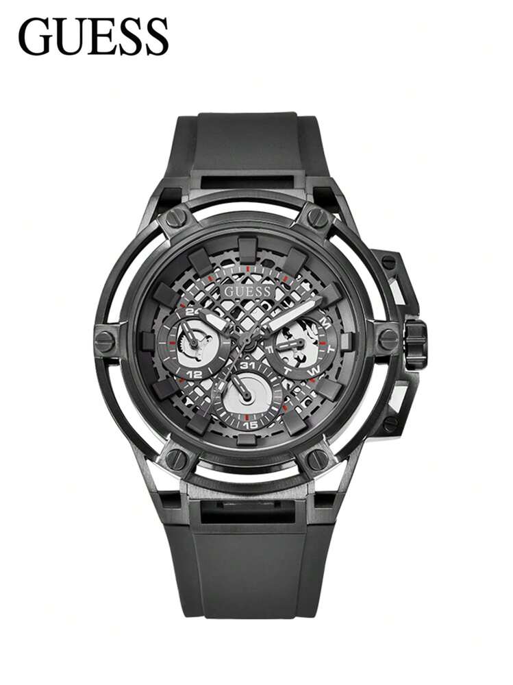 Guess Matrix Multifunction Grey Dial Grey Rubber Strap Watch for Men - GW0423G3 Buy Now By Guess
