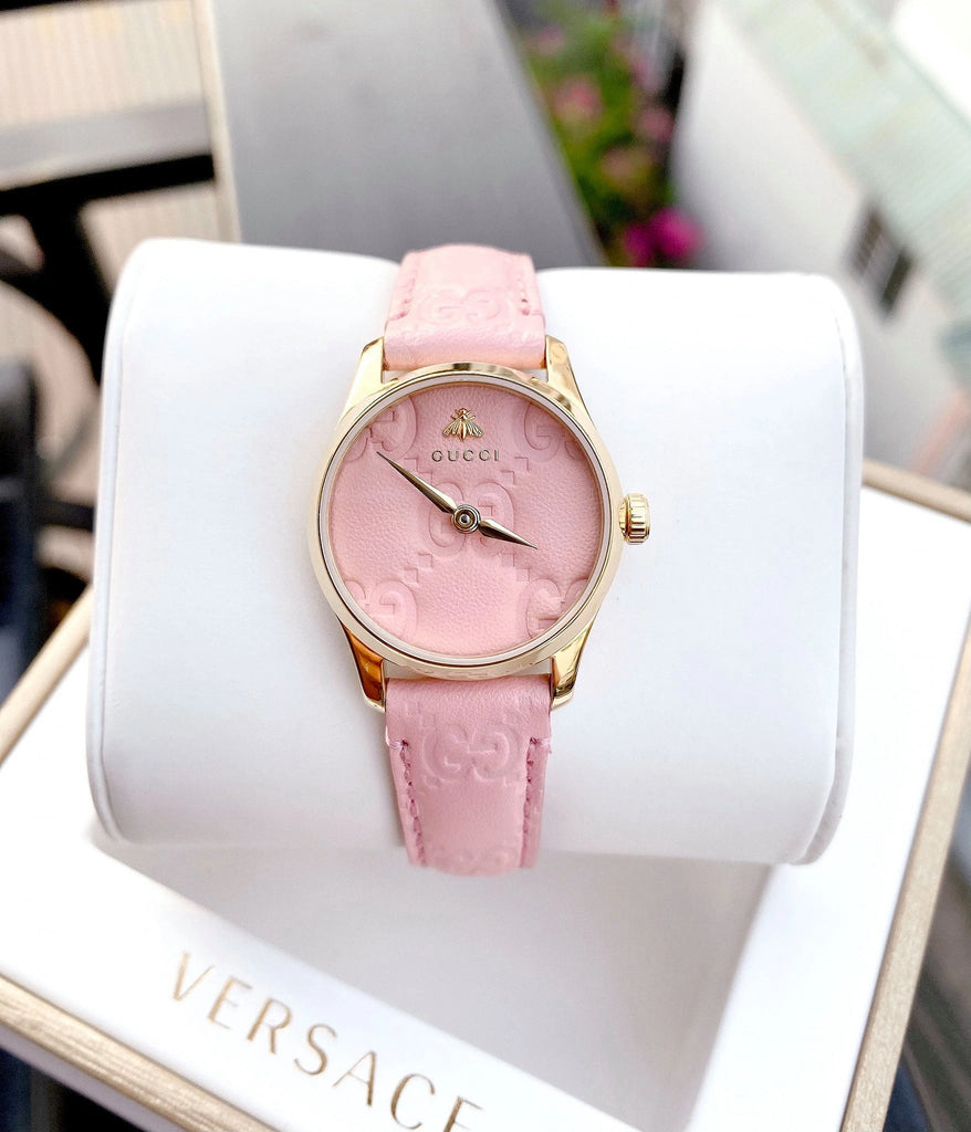 Gucci G Timeless Quartz Pink Dial Pink Leather Strap Watch For Women - YA1265005 Buy Now By Gucci