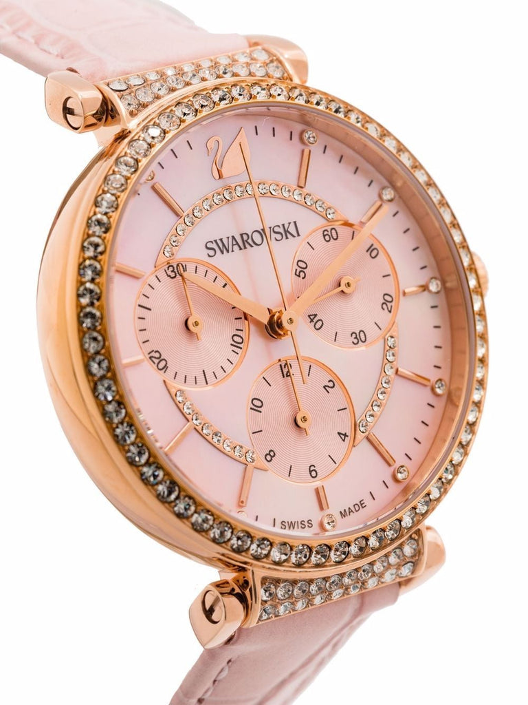 Swarovski Passage Chrono Pink Dial Pink Leather Strap Watch for Women - 5580352 Buy Now By Swarovski