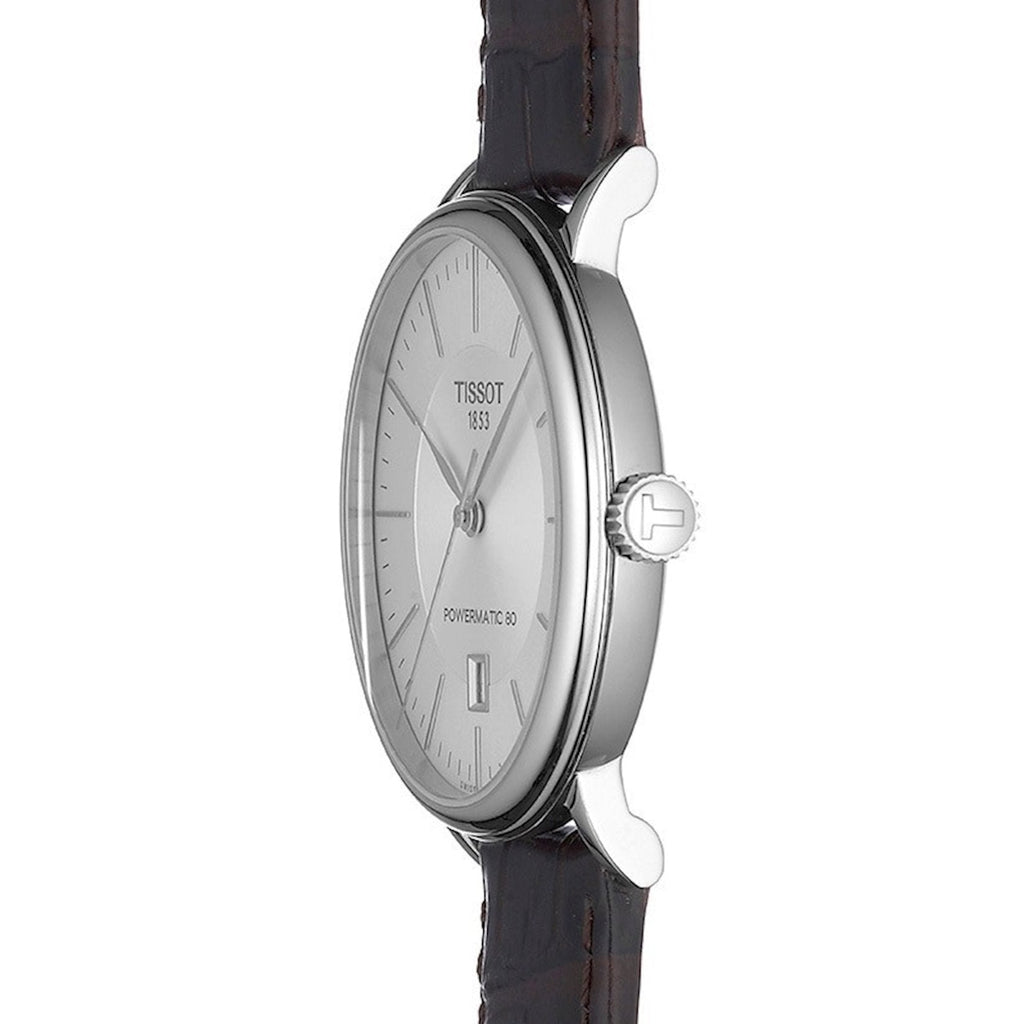 Tissot T-Classic Powermatic 80 Silver Dial Brown Leather Strap Watch For Men - T122.407.16.031.00 Buy Now By Tissot