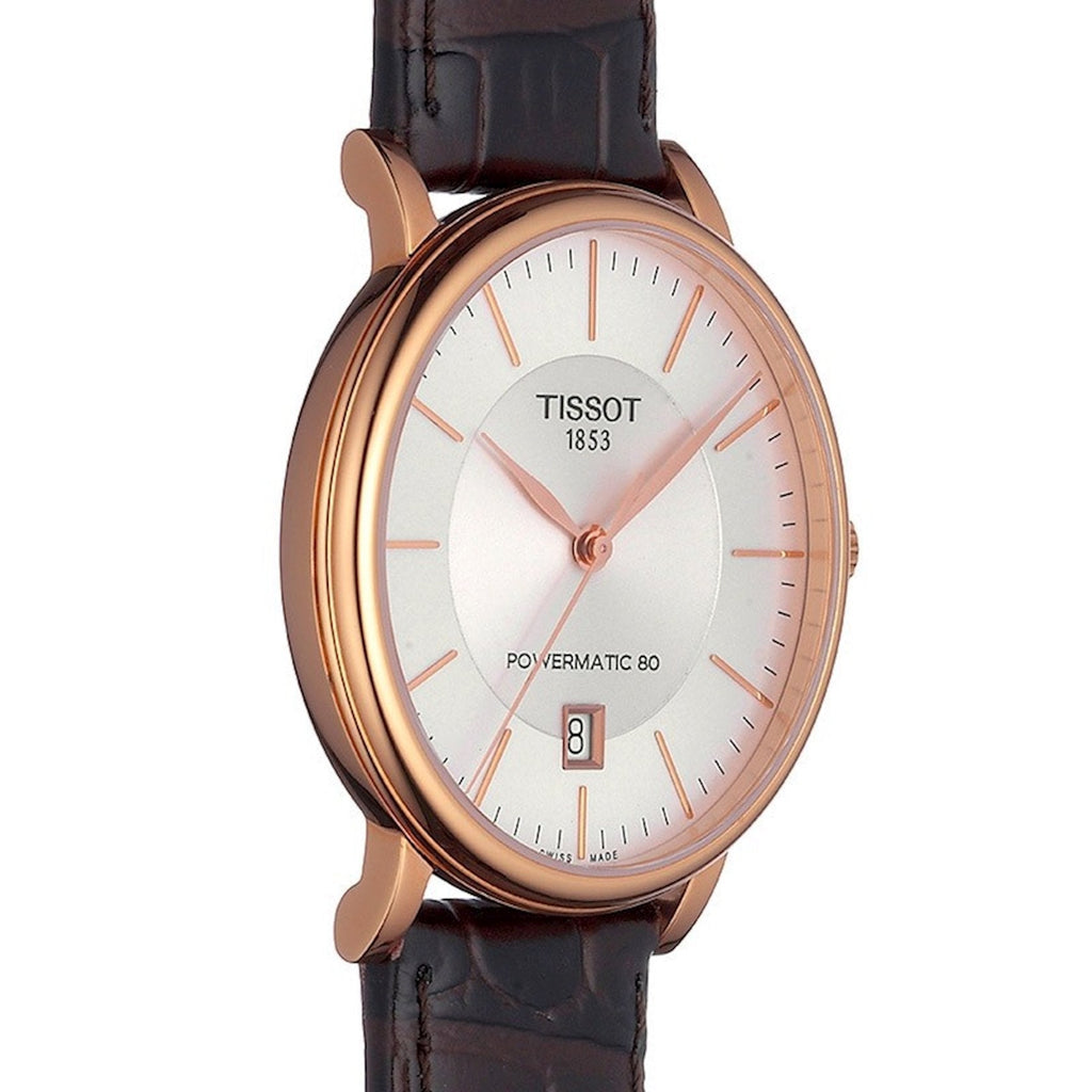 Tissot Carson Premium Powermatic 80 White Dial Brown Leather Strap Watch For Men - T122.407.36.031.00 Buy Now By Tissot