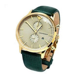 Emporio Armani Chronograph Champagne Dial Green Leather Strap Watch For Men - AR1722 Buy Now By Emporio Armani