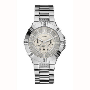 Guess Vista Diamonds Silver Dial Silver Steel Strap Watch for Women - W12080L1 Buy Now By Guess