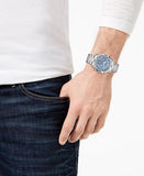 Guess Commander Chronograph Blue Dial Silver Steel Strap Watch for Men - GW0056G2 Buy Now By Guess