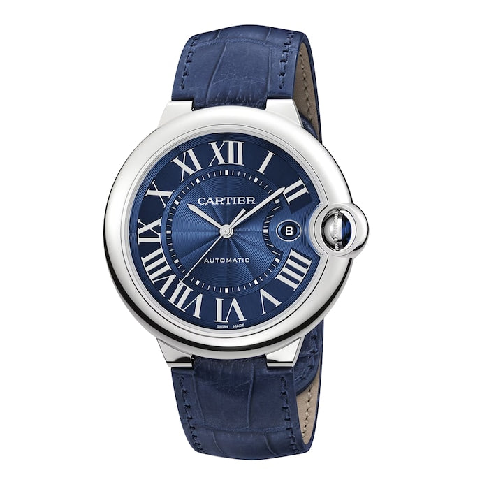 Cartier Ballon Bleu De Cartier Blue Dial Blue Leather Strap Watch for Men - WSBB0027 Buy Now By Cartier
