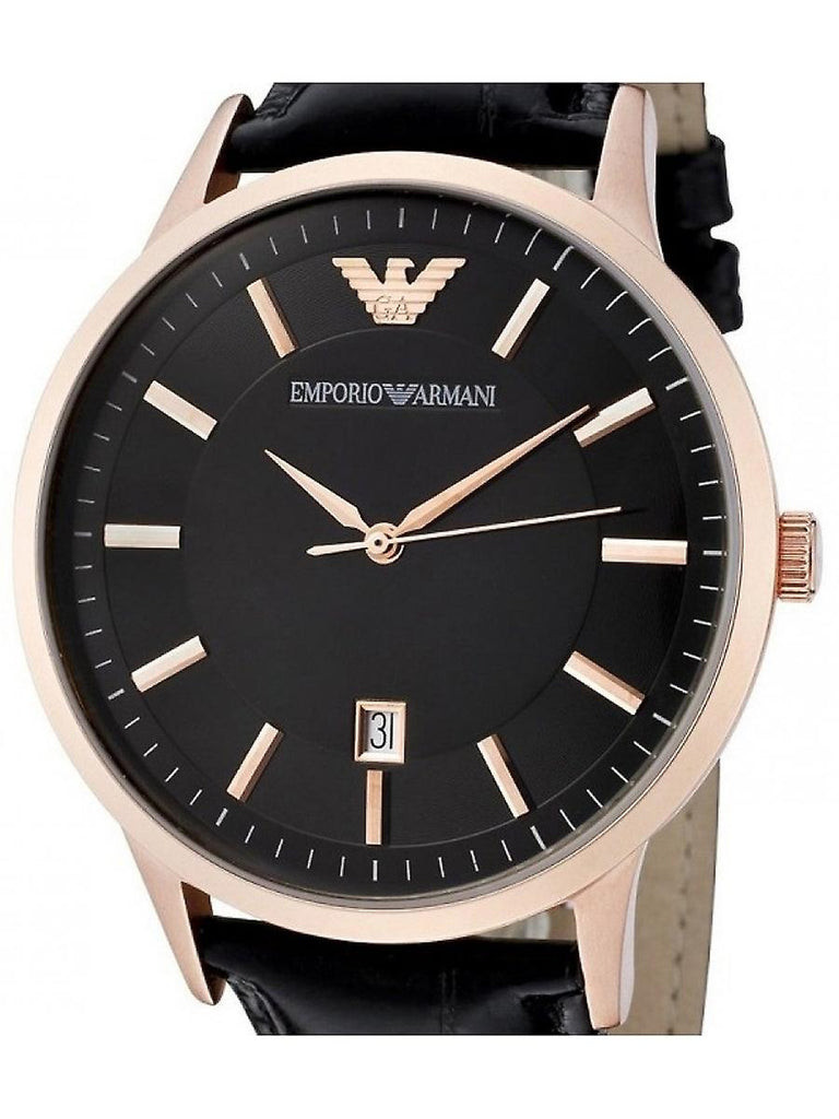Emporio Armani Renato Quartz Black Dial Black Leather Strap Watch For Men - AR2425 Buy Now By Emporio Armani