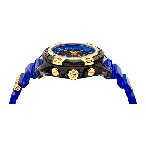 Versace Icon Active Chronograph Black Dial Blue Rubber Strap Watch For Men VEZ700521 Buy Now By Versace