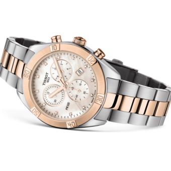 Tissot PR 100 Sport Chic Chronograph Diamonds Mother of Pearl Dial Two Tone Steel Strap Watch for Women - T101.917.22.116.00 Buy Now By Tissot